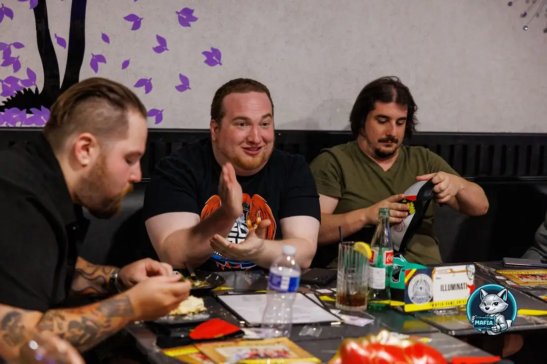Players around the table at a Mafia Orlando game night
