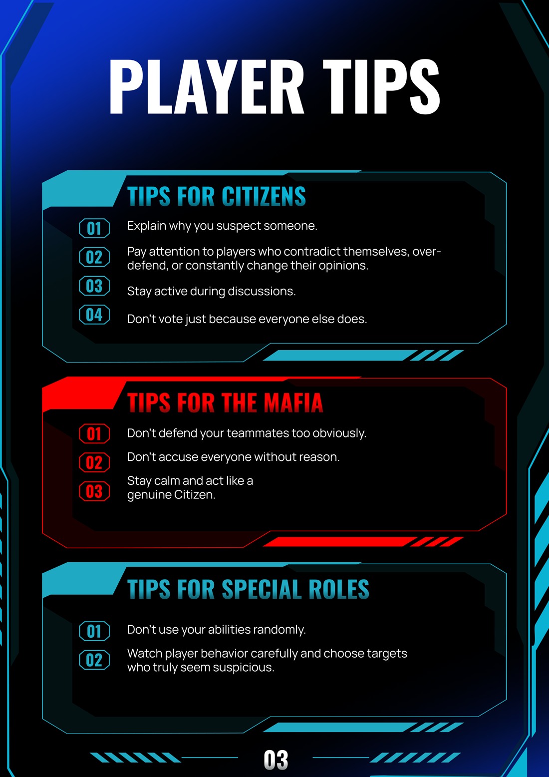 Player Tips